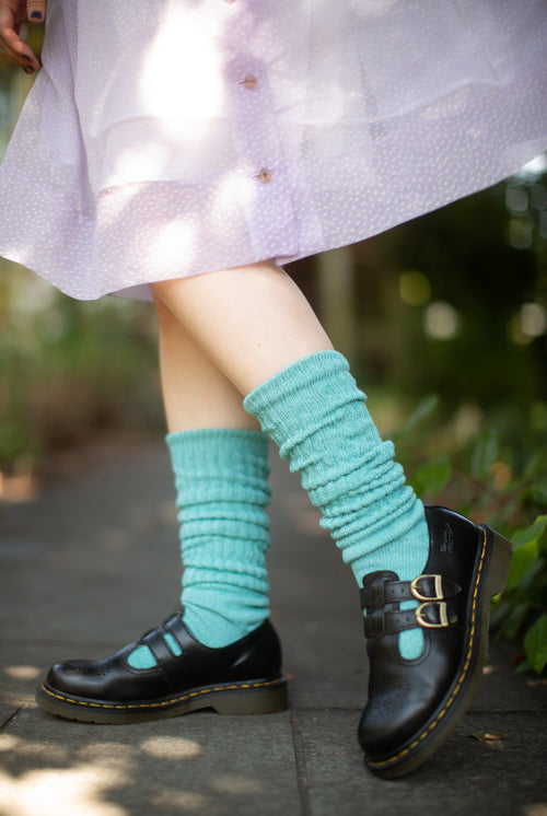 Cotton Slouch Socks - seafoam