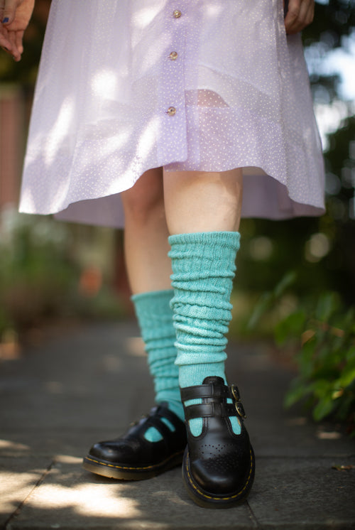 Cotton Slouch Socks - Seafoam