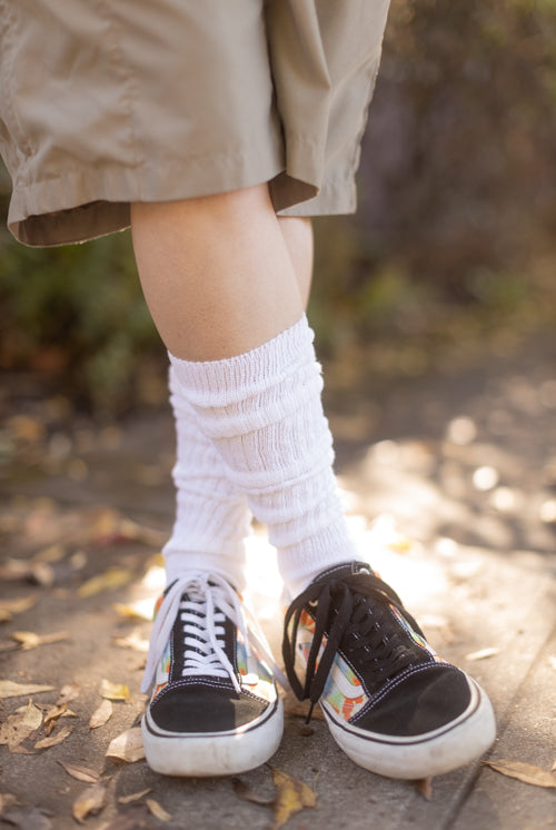 Cotton Slouch Socks - White