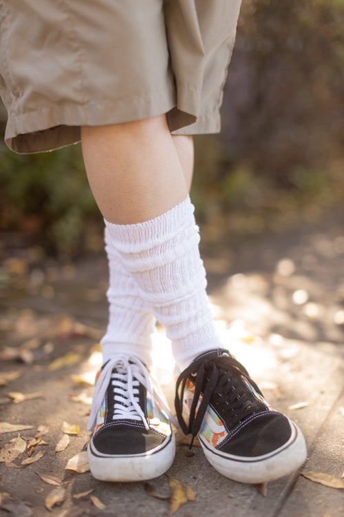 Cotton Slouch Socks - White