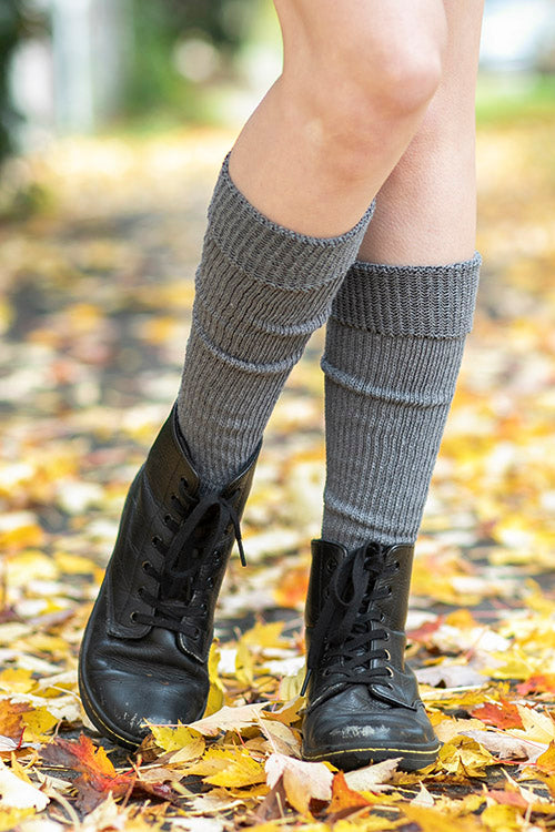 Cuffable Scrunchable Knee High Socks - Charcoal