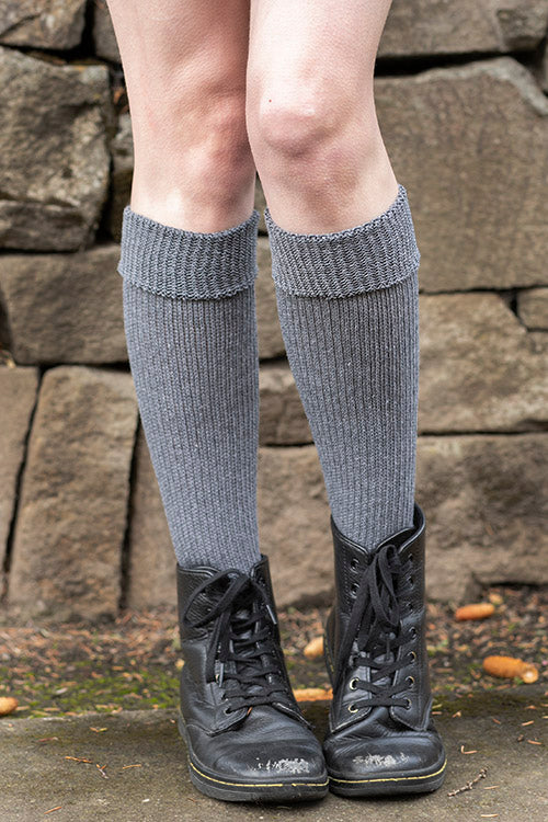 Cuffable Scrunchable Knee High Socks - Charcoal