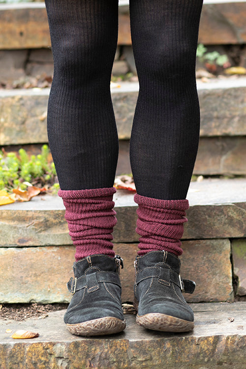 Cuffable Scrunchable Knee High Socks - Dark Red