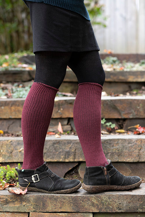 Cuffable Scrunchable Knee High Socks - Dark Red