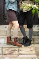 Diamond Rib Knee Socks - Charcoal