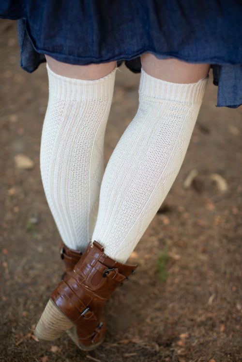 Diamond Rib Knee Socks - Sweet Cream