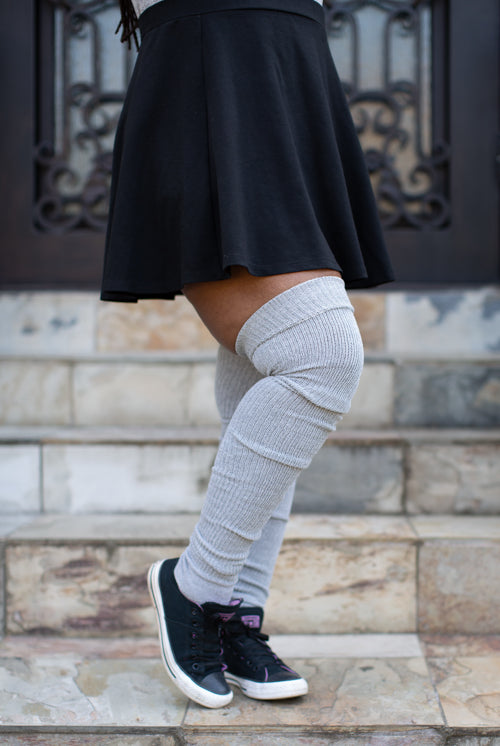 Long Cuffable Scrunchable Socks - Grey