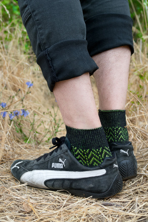 Chevron Anklet - Large - Black/Lime