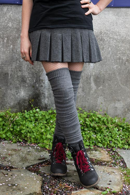 Long Cuffable Scrunchable Socks - Charcoal