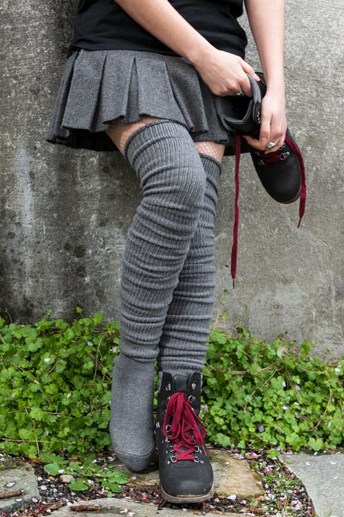 Long Cuffable Scrunchable Socks - Charcoal