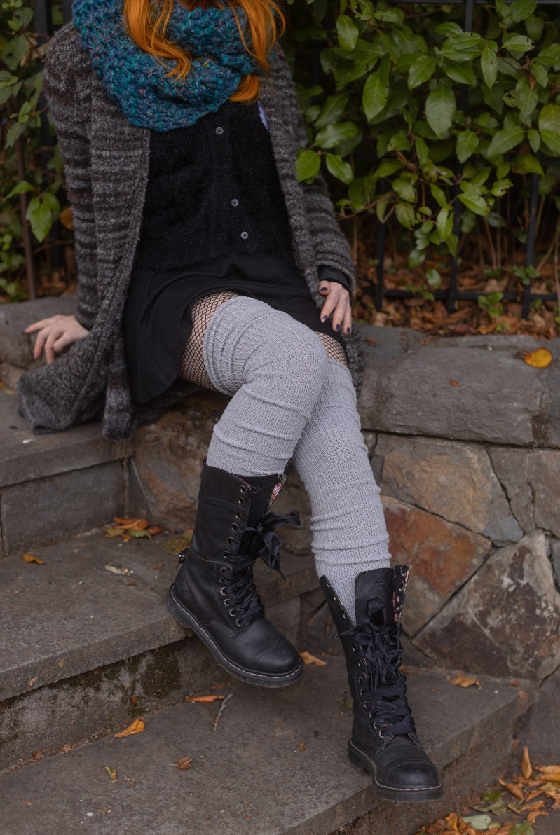 Long Cuffable Scrunchable Socks - Grey