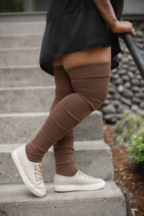 Long Cuffable Scrunchable Socks - Dark Brown