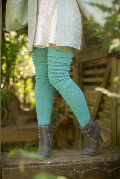 Long Cuffable Scrunchable Socks - Seafoam