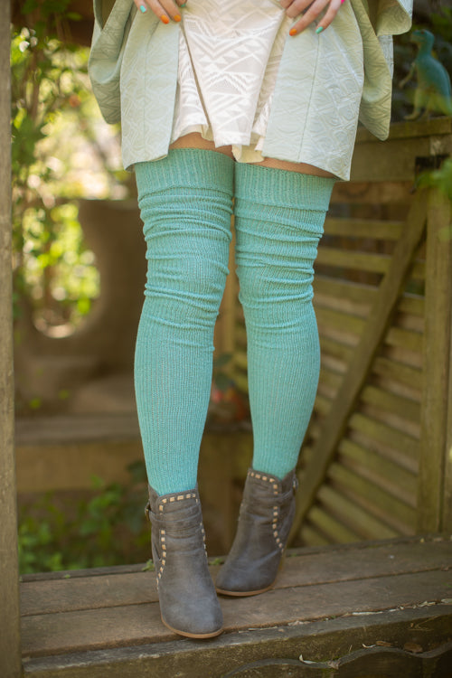 Long Cuffable Scrunchable Socks - Seafoam