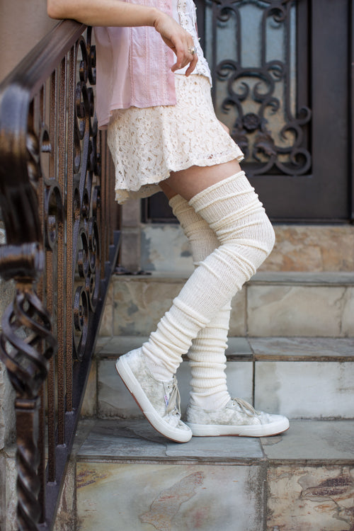 Long Cuffable Scrunchable Socks - Sweet Cream