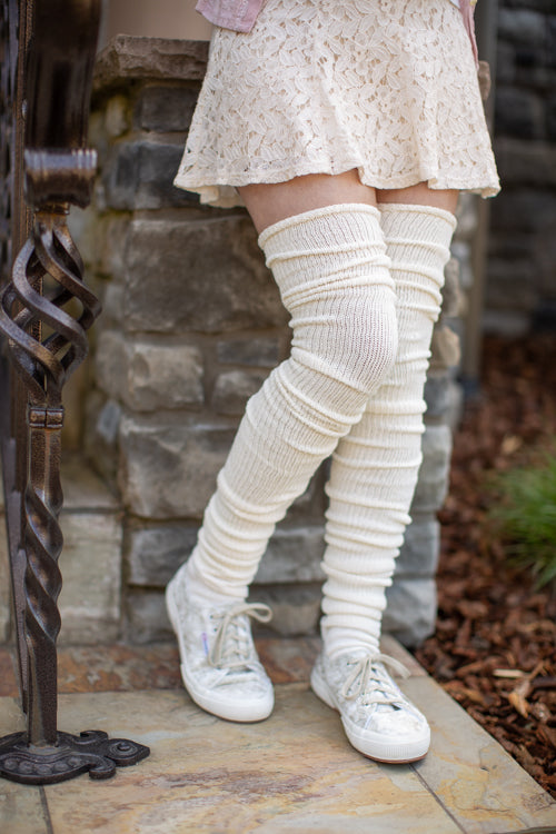 Long Cuffable Scrunchable Socks - Sweet Cream