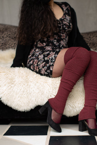 Long Cuffable Scrunchable Leg Warmers - Dark Red