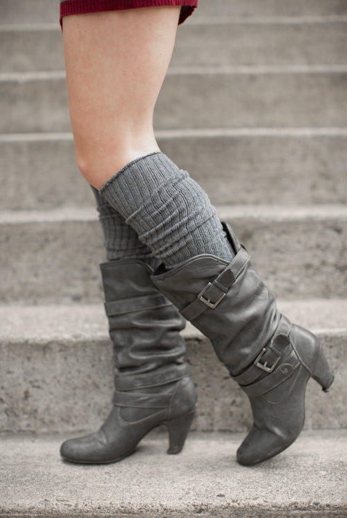 Longer Thicker Slouch Socks - Charcoal