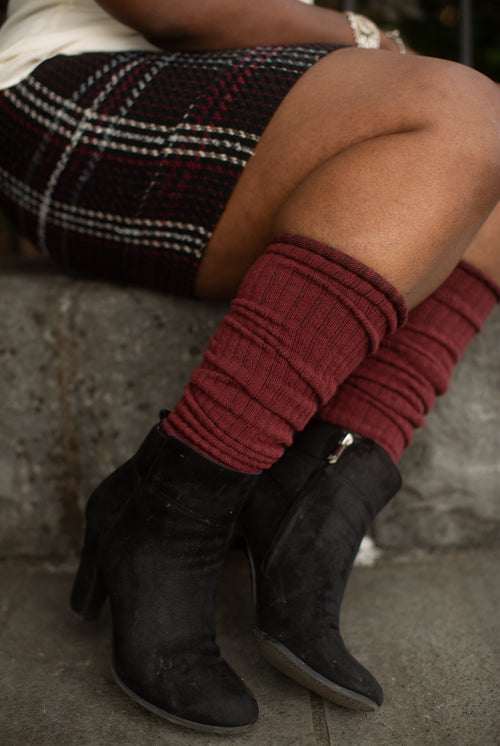 Longer Thicker Slouch Socks - Dk. Red