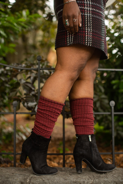 Longer Thicker Slouch Socks - Dk. Red