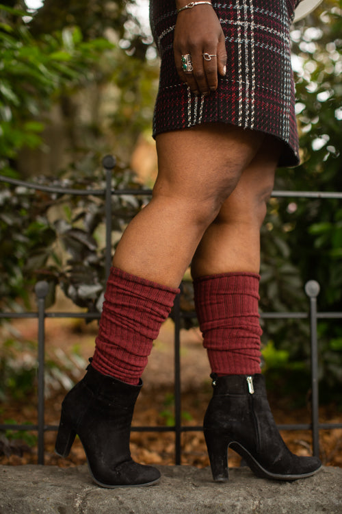 Longer Thicker Slouch Socks - Dk. Red