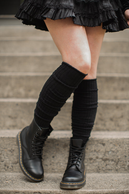 Longer Thicker Slouch Socks - Black