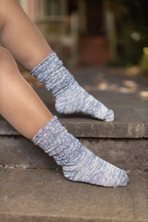 Marled Slouch Socks - Denim