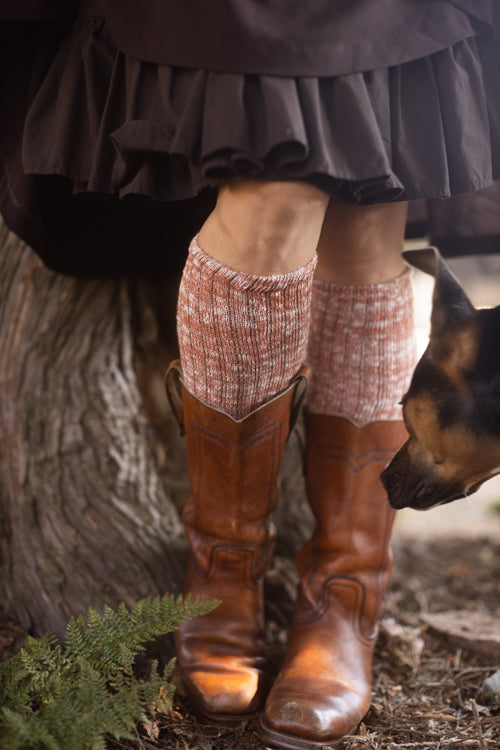 Marled Slouch Socks - rust