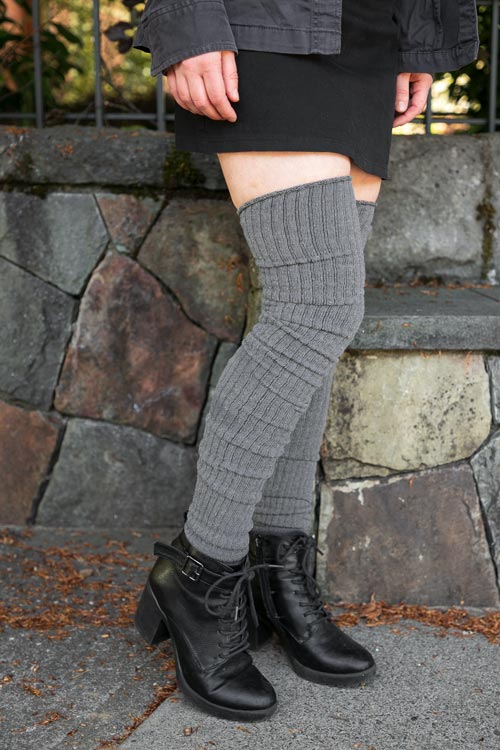 Ribbed M Stockings - Charcoal