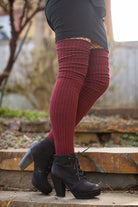 Ribbed M Stockings - Dark Red