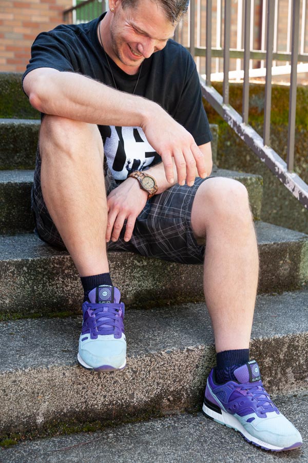 Chevron Anklet - Large - Black/Purple