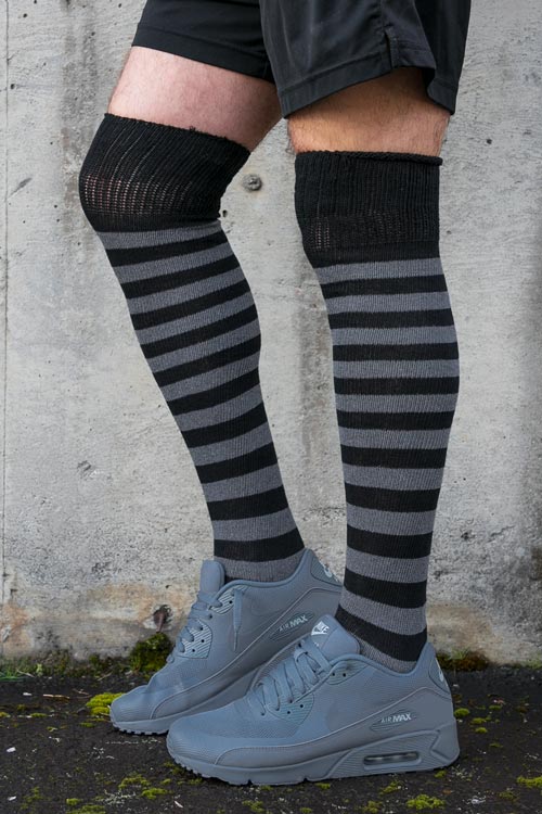 Super Stripes Knee Socks - Black/Charcoal
