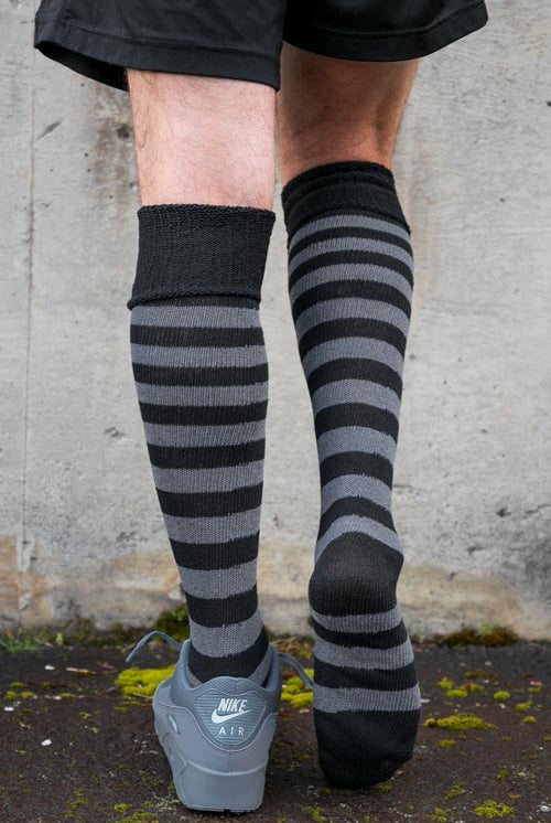 Super Stripes Knee Socks - Black/Charcoal