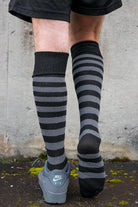 Super Stripes Knee Socks - Black/Charcoal