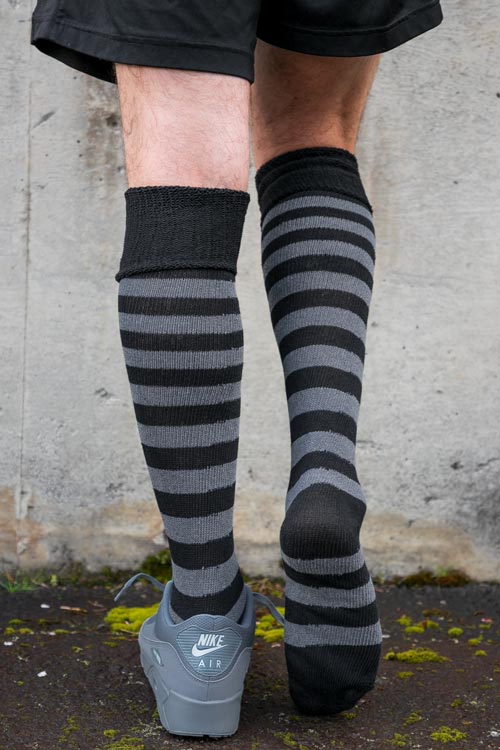 Super Stripes Knee Socks - Black/Charcoal