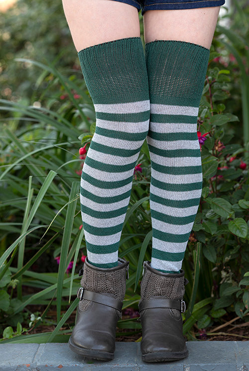 Super Stripes Knee Socks - Hunter/Grey
