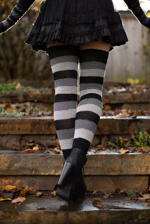Shadow Stripes Thigh High Socks