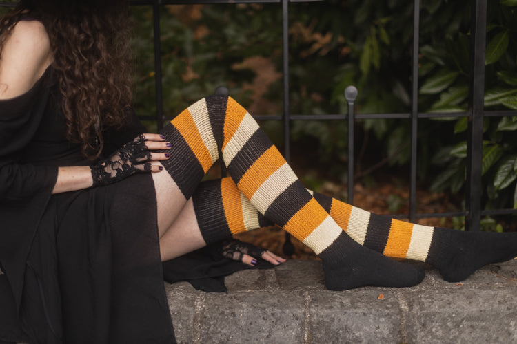 Trick or Treat Stripes Thigh High