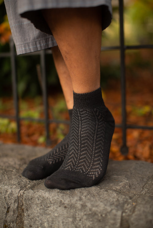 Chevron Anklet - Extra Large - Black/Granite