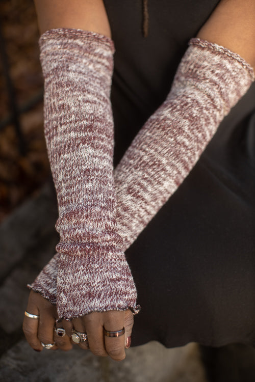 Marled Scrunchable Arm Warmer - Dark Red