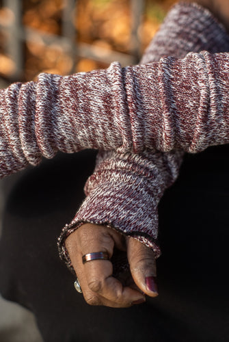 Marled Scrunchable Arm Warmer - Dark Red