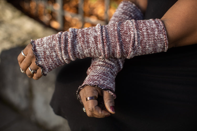Marled Scrunchable Arm Warmer - Dark Red