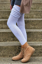 Longer M45 Ribbed Thigh High with Roll Top - White - $1 donation to the Black Resilience Fund