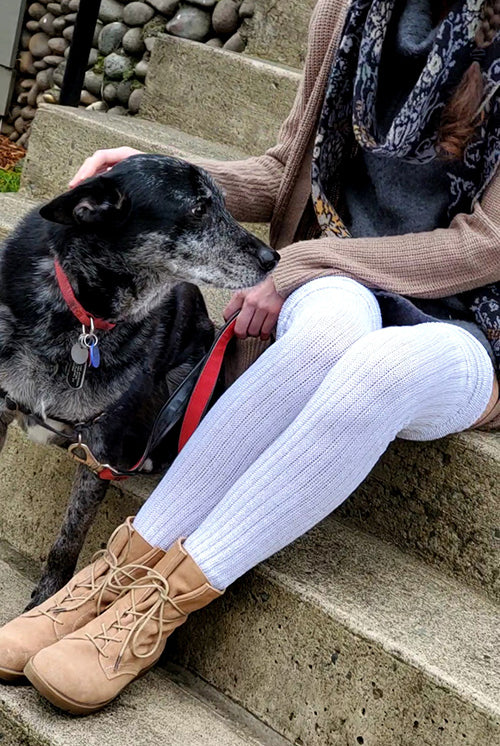 Longer M45 Ribbed Thigh High with Roll Top - White - $1 donation to the Black Resilience Fund