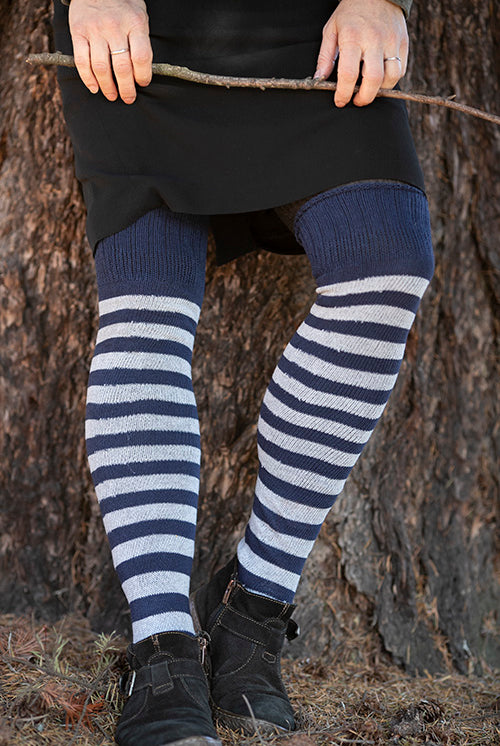 Super Stripes Knee Socks - Navy/Grey