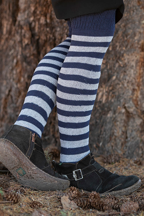 Super Stripes Knee Socks - Navy/Grey
