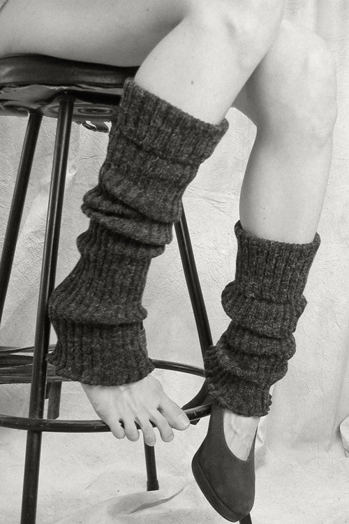 Ribbed Knit Leg Warmers - Charcoal