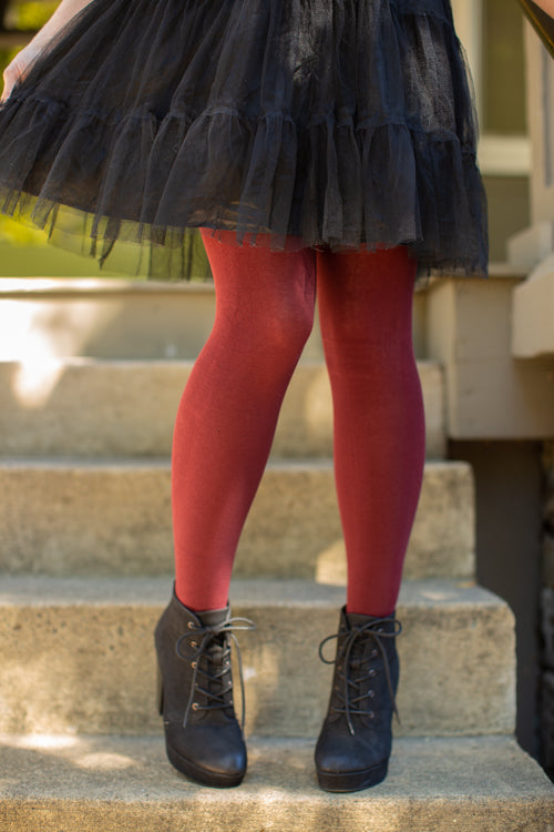 Signature Cotton Tights - Burgundy
