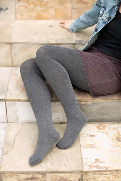 Signature Cotton Tights - Heather Graphite - OS