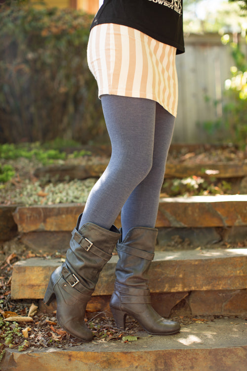 Signature Cotton Tights - Heather Denim